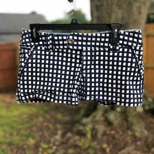 Navy and white patterned shorts